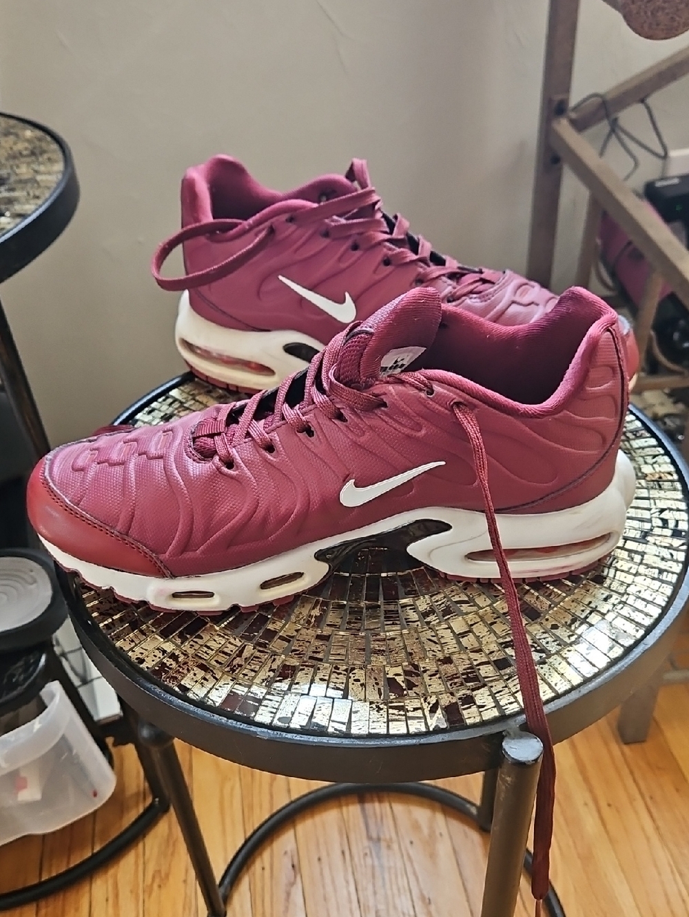 Nike Burgundy and White Air Max Sneakers